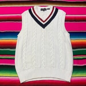 Vintage Cricket Cable Knit Sweater Vest Tennis Old Money Prep Academia Mens M